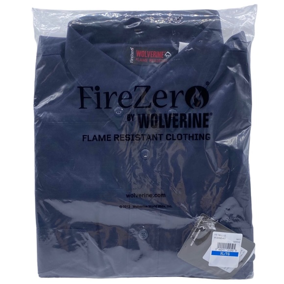 Wolverine Button Down Shirt Fire Zero Flame Resistant Twill Navy Blue Size XL - Picture 2 of 4